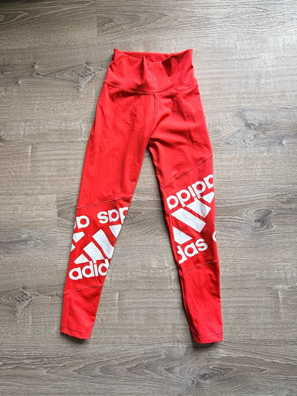 adidas Women’s Size XS Orange Logo High-Waist Leggings Activewear NWOT